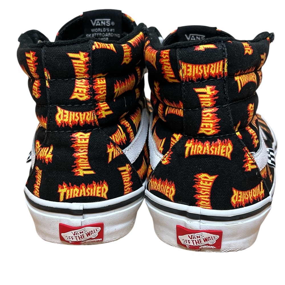 🟡Vans Men’s Thrasher x Skate Sk8-Hi 'Allover Thrasher Logo Shoes Size 11.5 - Picture 5 of 12
